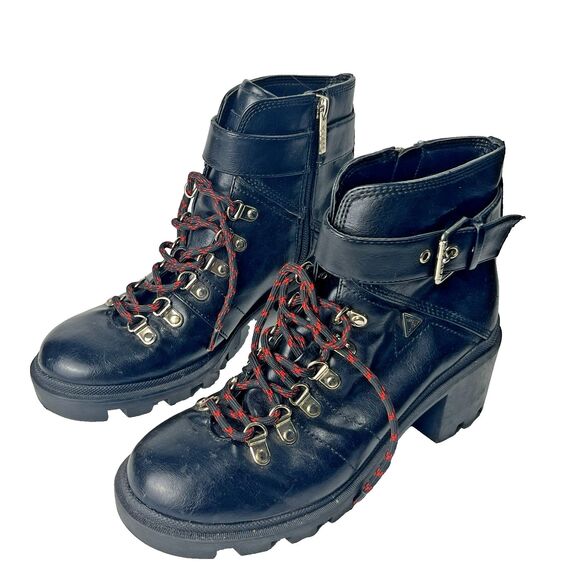 Guess Ryhan Heeled Lace-up Combat Boots | "Moncler Carol" Look-alikes Women Sz 7 - Picture 3 of 6